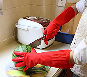 NO.8038 ริ้วรอยข้อมือยาวถุงมือยางที่ใช้ในครัวเรือน