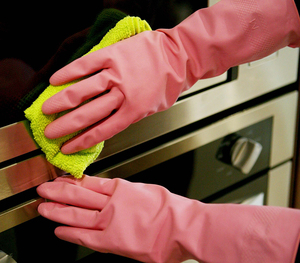 FE103-D Dip flocklined ถุงมือยางที่ใช้ในครัวเรือน