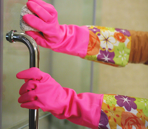 ถุงมือ FE607 ยาวข้อมือที่ใช้ในครัวเรือนพีวีซี